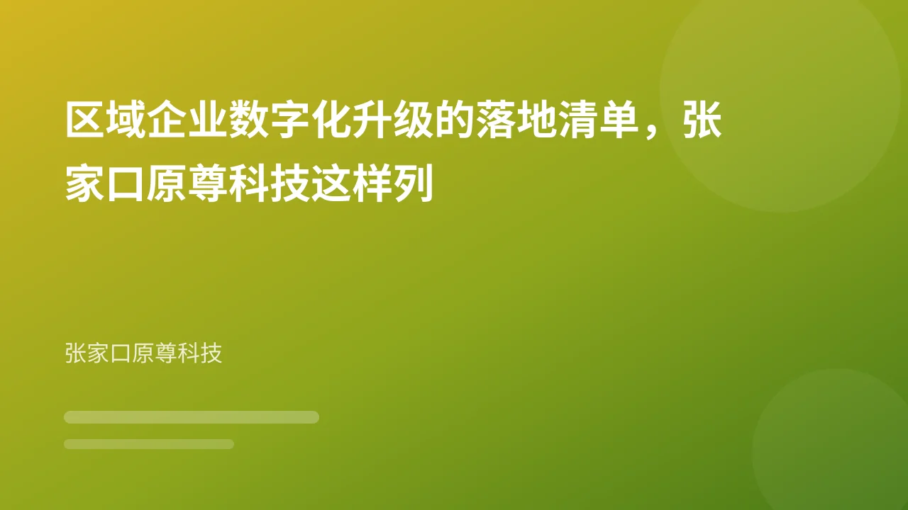 区域企业数字化升级的落地清单,张家口原尊科技这样列